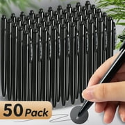 Deli 50 Pack Retractable Ballpoint Pens, 1.0MM Black Ink,Smooth Writing, No Bleed, Comfortable Grip