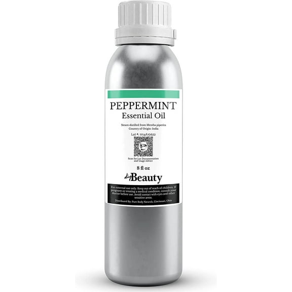 Bulk Peppermint Essential Oil - Large Size 8 fl oz Bottle, 100% Pure Mentha Piperita by DIYBeauty