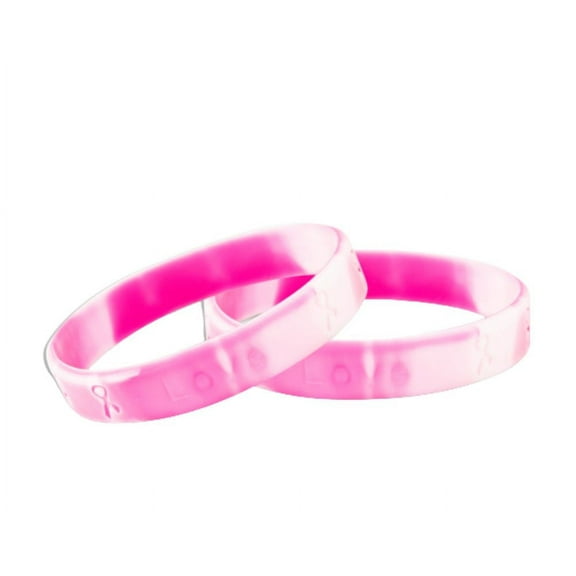Bulk Pink Camouflage Breast Cancer Awareness Silicone Bracelets (25 Bracelets)