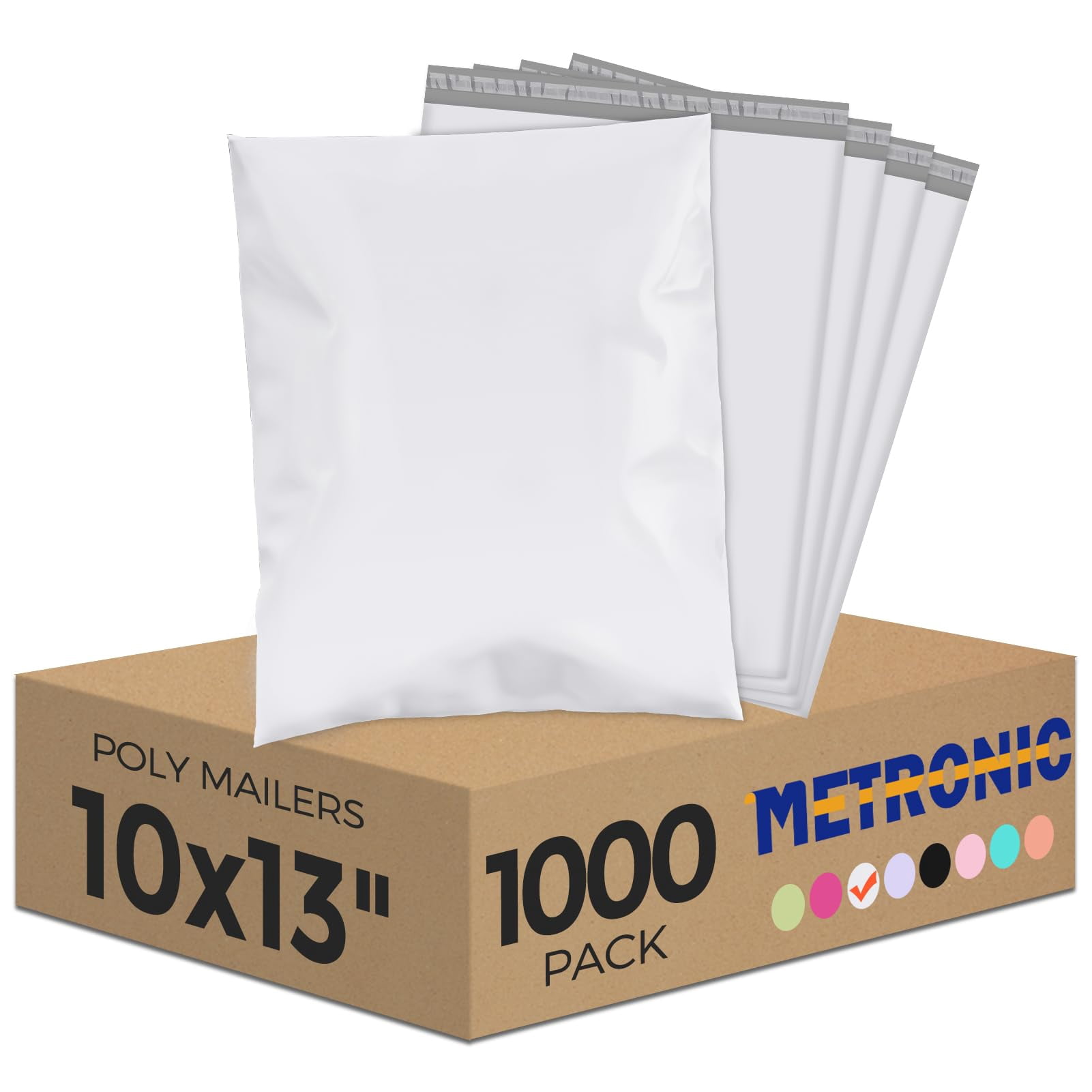 Bulk Poly Mailers 10x13 1000Pcs, Self Adhesive Shipping Bags for Clothing Cosmetics, Opaque Mailing Envelopes, White