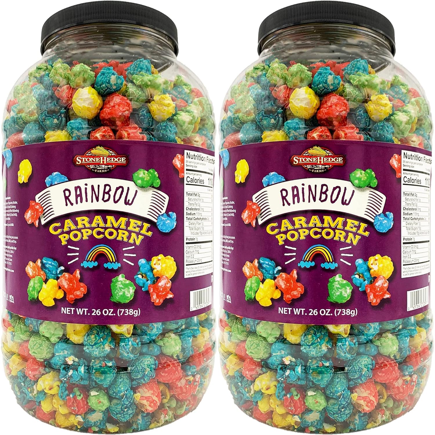 Bulk Rainbow Caramel Popcorn - 4 Pounds - 26 Ounce Barrels - Two Pack ...