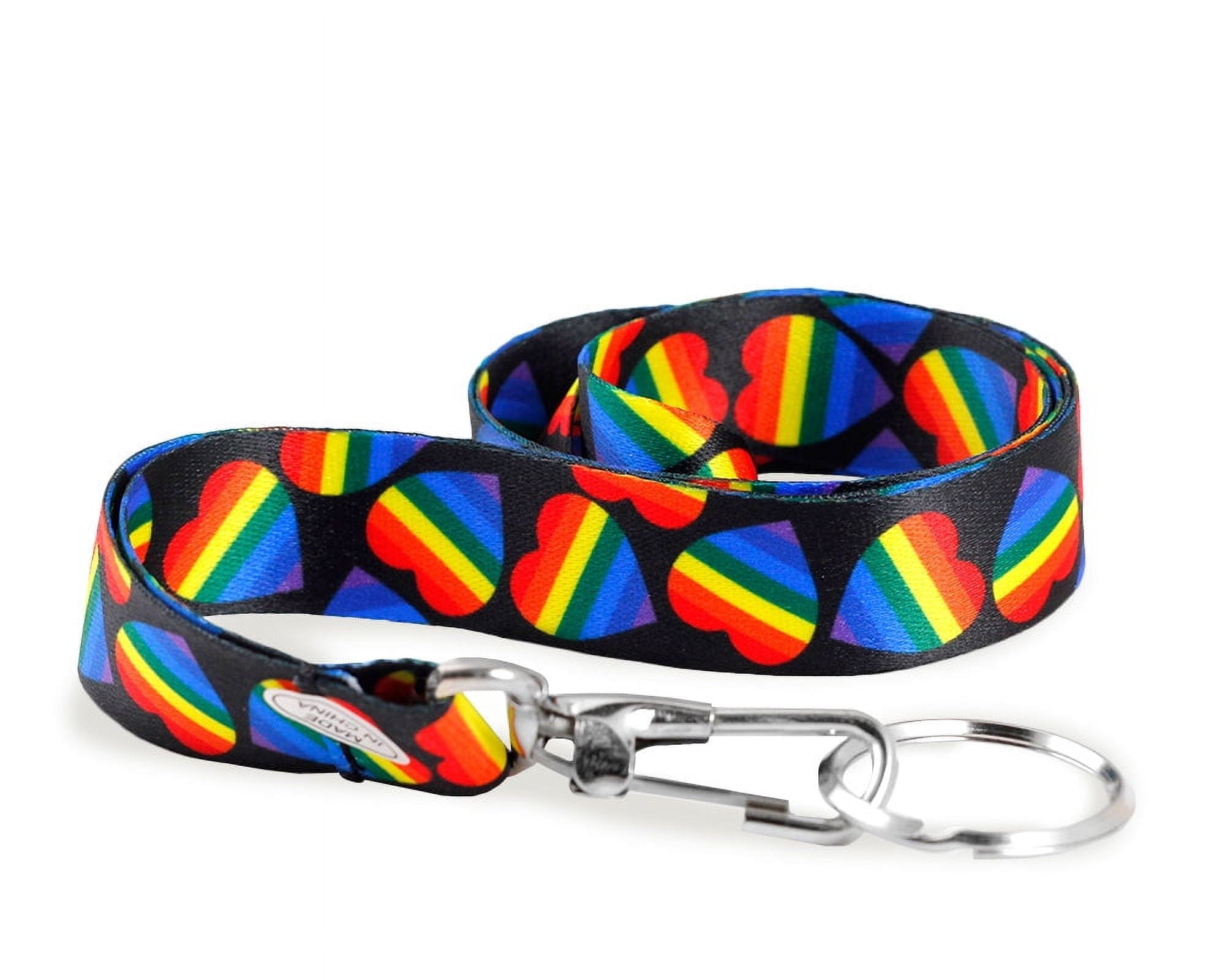 Bulk Rainbow Flag Heart Gay Pride Lanyards (25 Lanyards)