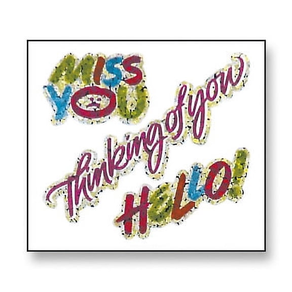 Bulk Roll Prismatic Stickers, Miss You / Thinking Of You / Hello (100 Repeats) by Present Paper