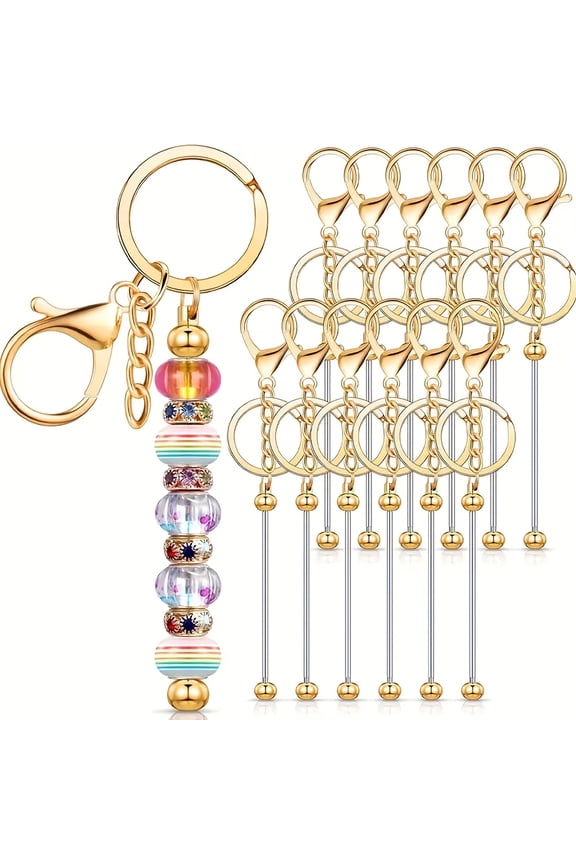 Bulk Set of 11 Metal Keychain Bars for DIY Bead Crafts.