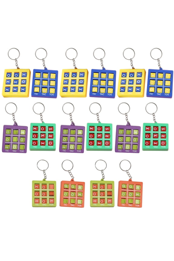 Bulk Set of 16 Plastics Puzzle Game Key Rings for Kids Plastics Keyring Pendant Colorful Jewelry Birthday Party Souvenirs