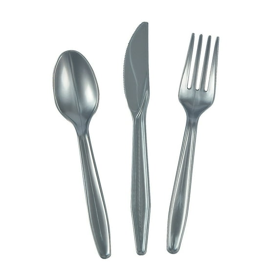 Bulk Silver Plastic Cutlery Set for 70, Graduation, Wedding, Party, 210 Pcs