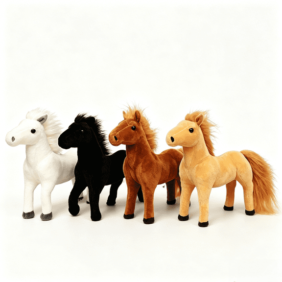 Bulk Simulation Solid Color Horse Plush Toys Stuffed Animal Doll Soft Realistic Horse Toy Kids Birthday Gift Home Decor