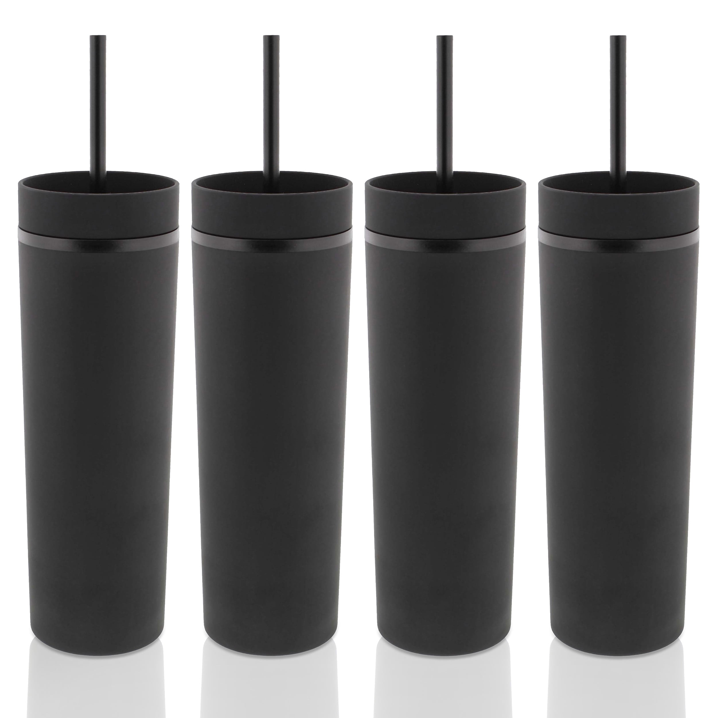 Ezhydrate SKINNY TUMBLERS (4 pack) - BLACK-16oz Matte Pastel Colored  Acrylic Tumblers with Lids and …See more Ezhydrate SKINNY TUMBLERS (4 pack)  