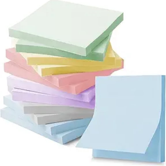 Bulk Sticky Notes, Morandi Colors Self-Stick Aesthetic, Colorful, 3x3, 12 Pads