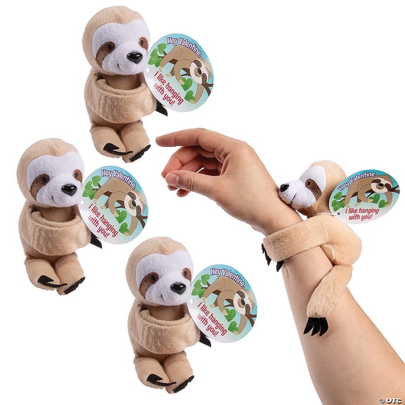 Bulk Stuffed Hugging Sloth Valentine Exchanges with Card for 48