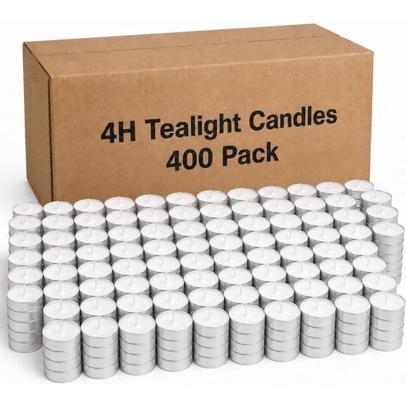 Bulk Tea Light Candles - 400 Pack - Unscented 4 Hour Tealight Candles Bulk for Weddings Emergencies Spa Decor Centerpieces Dinner & Parties