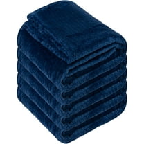 Bulk Throw Blankets 24 Pack for Wedding Favors, Guests - Chenille Throw Blankets for Bed, Couches and Sofas, Donation, 250 GSM (Navy Blue Pack)