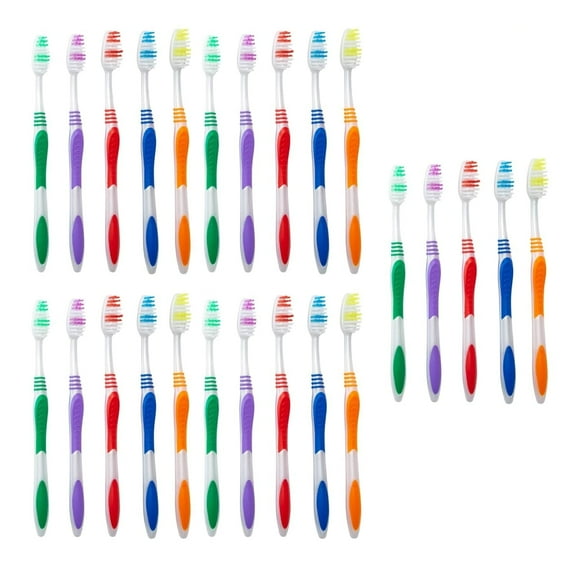 Bulk Toothbrushes (25 Pack) With Hygienic Covers, Individually Wrapped Multi Colors, Classic Medium Soft (25 Pack)