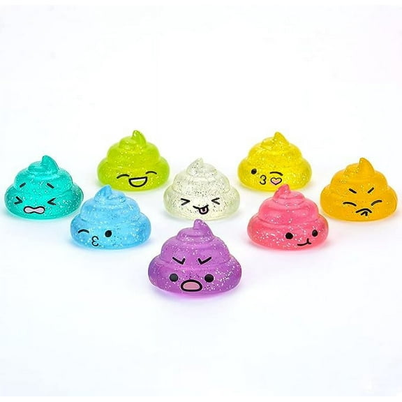 Bulk Toys - 50 Pcs Unicorn Poop Squishy Toys - Bulk Emoji Party Favors - Glitter Poop Emoji Party Supplies - Shimmering Squishes Rainbow Poop Emoji Mini Toys - Vending Machine Toys