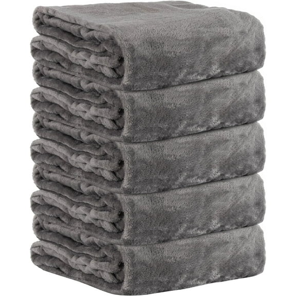 Bulk Twin Blankets for Wedding Guests, Favors, Homeless Adults Twin Fleece Bulk Throw Blankets 24 Pack for Weddings, Charity (All Grey Pack)