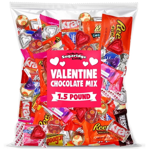 Bulk Valentines Day Chocolate Candy Individually Wrapped - 1.5 Pound Assorted Chocolate Candy Variety Pack for Classroom Parties, Gift Bags, Candy Exchanges & Treats