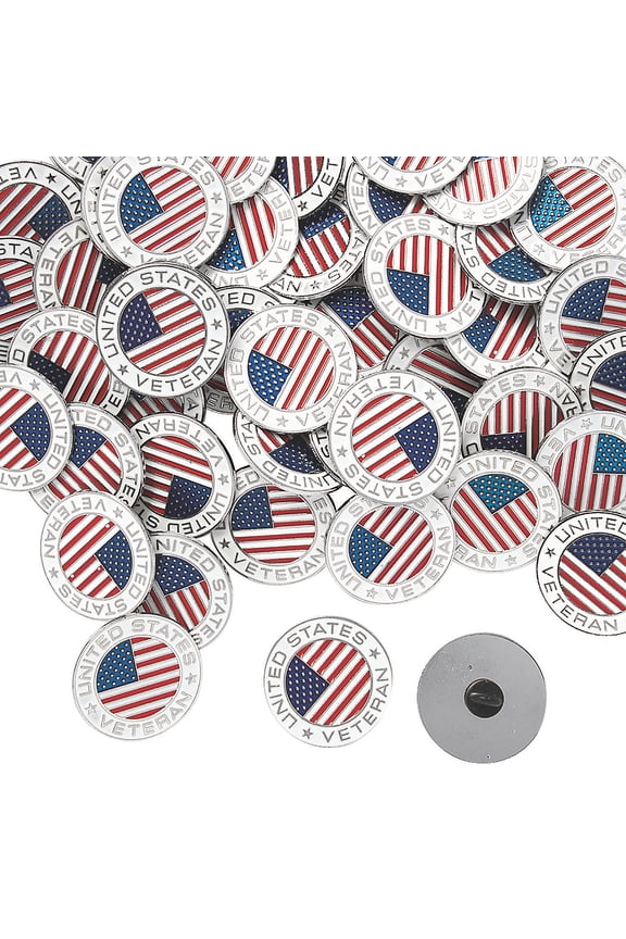 Bulk Veteran Enamel Pins, Jewelry, Party Supplies, 72 Pieces