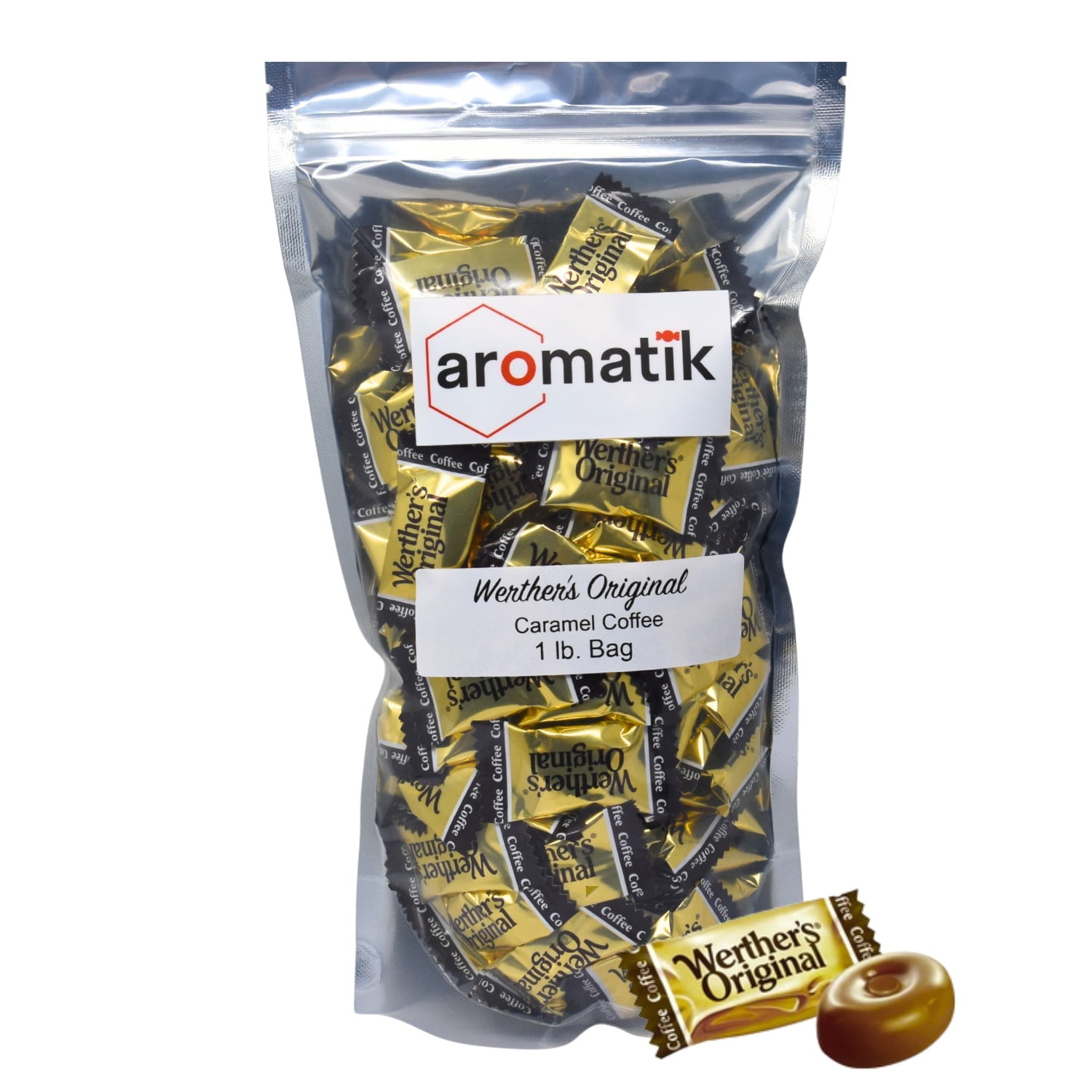 Bulk Werthers Original Hard Candy | Bulk Candy Individually wrapped | Werthers Caramel Candy | 1 lb Individual Flavor Bag | Ships in an Aromatik™ Resealable Pouch (Caramel Coffee)