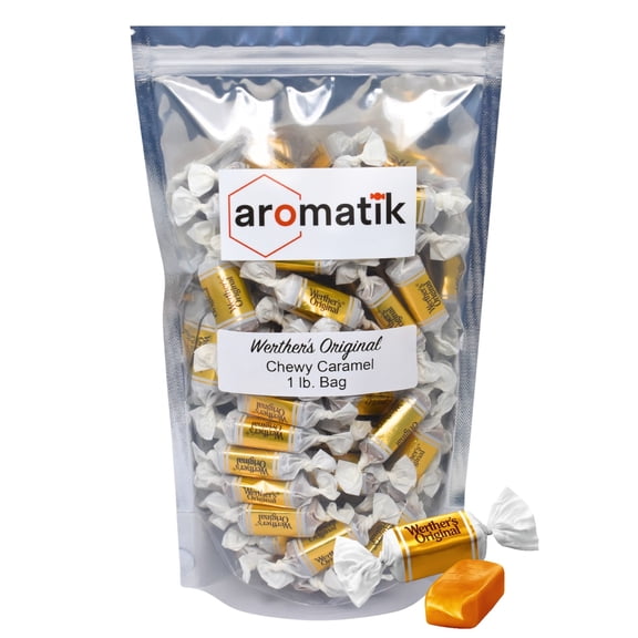 Bulk Werthers Original Hard Candy | Bulk Candy Individually wrapped | Werthers Caramel Candy | 1 lb Individual Flavor Bag | Ships in an Aromatik Resealable Pouch (Sugar Free Chewy Caramel)