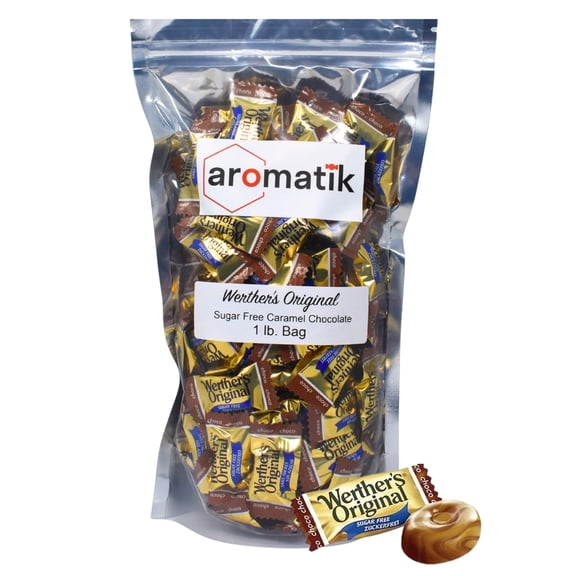 Bulk Werthers Original Hard Candy | Bulk Candy Individually wrapped | Werthers Caramel Candy | 1 lb Individual Flavor Bag | Ships in an Aromatik Resealable Pouch (Sugar Free Caramel Chocolate)