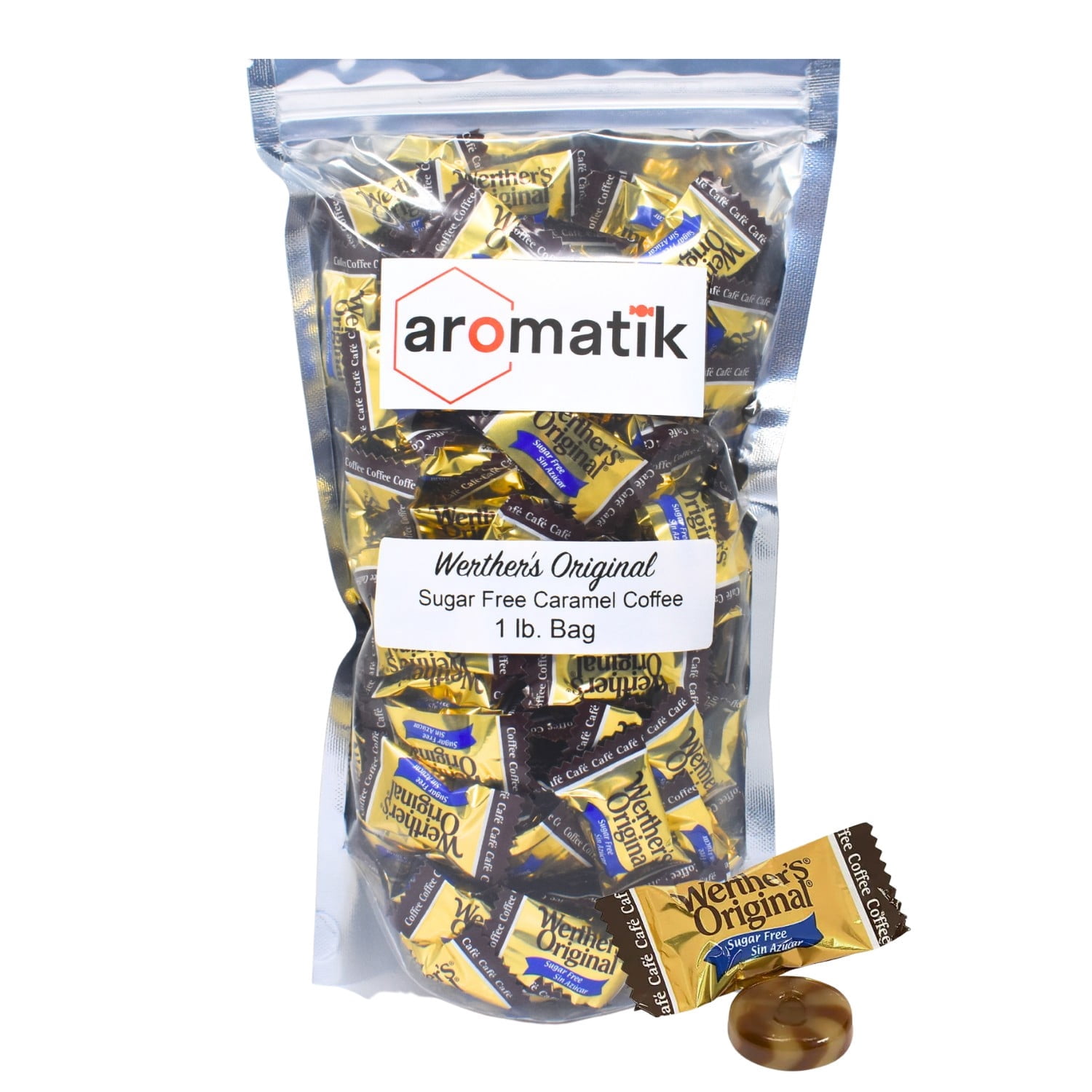 Bulk Werthers Original Hard Candy | Bulk Candy Individually wrapped | Werthers Caramel Candy | 1 lb Individual Flavor Bag | Ships in an Aromatik™ Resealable Pouch (Sugar Free Coffee)