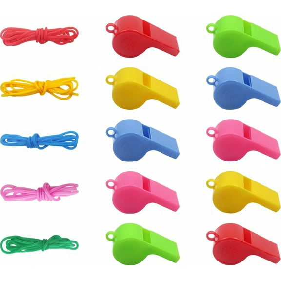Bulk Whistles for Kids : 200 Plastic Whistles for Adults with Lanyard,Whistle Emergency Survival Loud,Whistles for Coaches Referee and Teachers,Whistles Bulk for Sports Events and Festival Activity