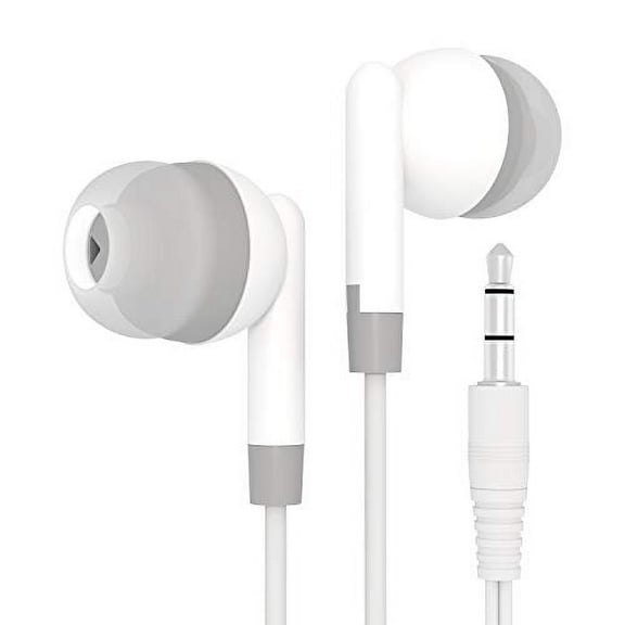 Bulk Wholesale Lot Kids Earbuds Headphones Earphones for Schools, Libraries, Hospitals, Gifts Individually Bagged (1000 Pack, White)