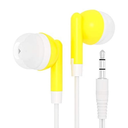 Bulk Wholesale Lot Kids Earbuds Headphones Earphones for Schools, Libraries, Hospitals, Gifts Individually Bagged (400 Pack, Yellow)