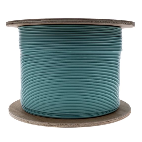 Bulk Zipcord Fiber Optic Cable, Duplex, Multimode 50/125 OM3, GR-409-CORE, Aqua, Riser Rated, Spool, 1000 foot