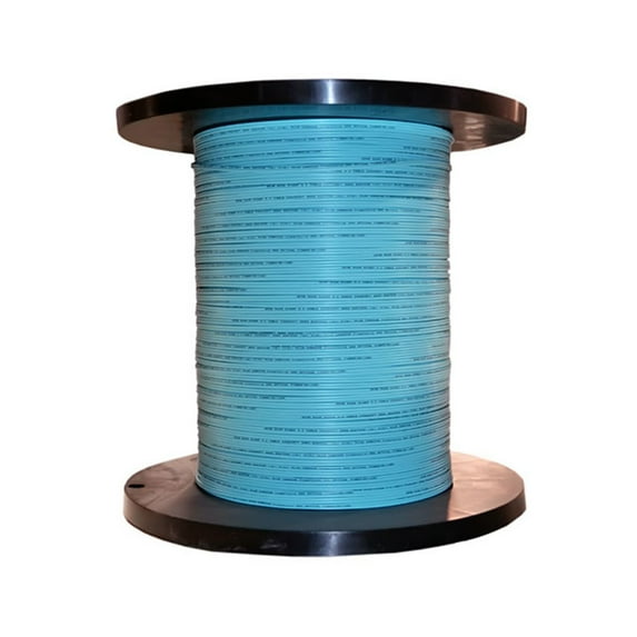 Bulk Zipcord Fiber Optic Cable, Multimode, Duplex, 50 By 125, Om3, Aqua, Riser Rated, Spool, 1000 Foot
