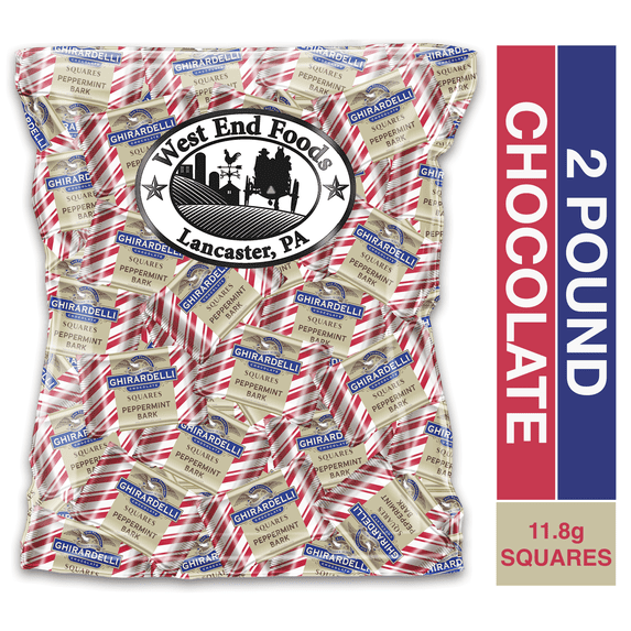 Bulk of Ghirardelli Peppermint Bark Chocolate Squares (2 Pound Pack)