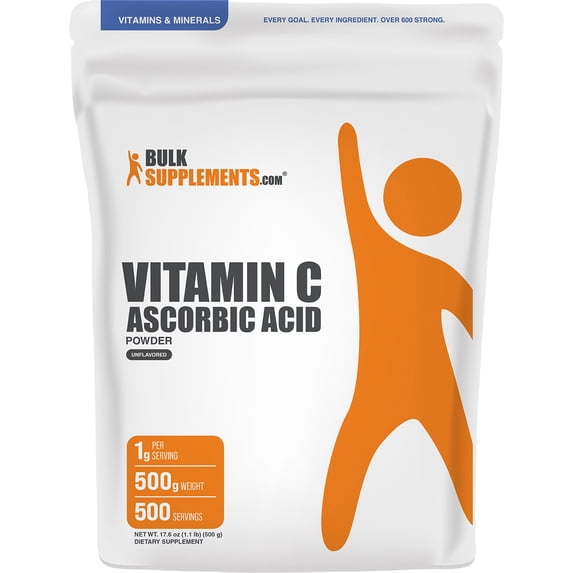 BulkSupplements Vitamin C Powder - Ascorbic Acid, Vitamin C Supplement - Gluten Free, 500g (1.1 lbs)