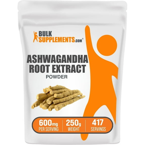 BulkSupplements Ashwagandha Root Extract Powder - Herbal Supplement, Ashwagandha Supplement - 600mg per Serving, 250g (8.8 oz)