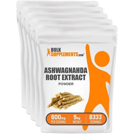 BulkSupplements Ashwagandha Root Extract Powder - Herbal Supplement, Ashwagandha Supplement - 5kg (11 lbs)
