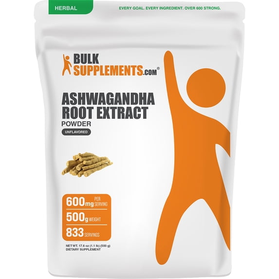 BulkSupplements Ashwagandha Root Extract Powder - Herbal Supplement, Ashwagandha Supplement - 500g (1.1 lbs)