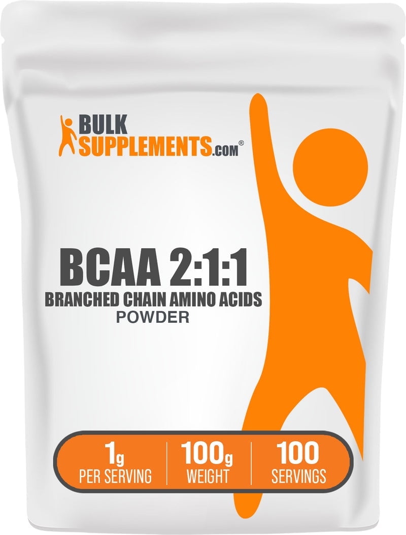 BulkSupplements BCAA 2:1:1 (Branched Chain Amino Acids) Powder - 1g per Serving - 100 Grams (3.5 oz) - 100 Servings