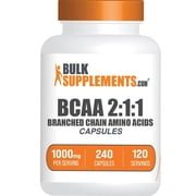 BulkSupplements BCAA 211 Capsules, Dietary Supplement, Muscle Growth & Recovery, 240 Capsules