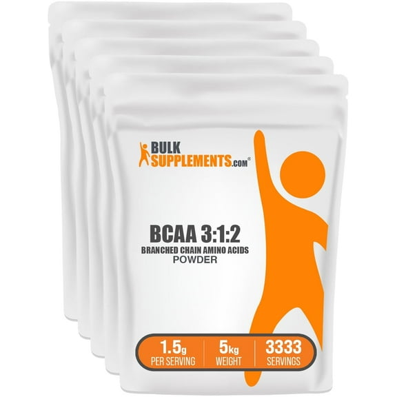 BulkSupplements BCAA 3:1:2 (Branched Chain Amino Acids) Powder - 1.5g per Serving - 5 Kilograms (11 lbs) - 3333 Servings