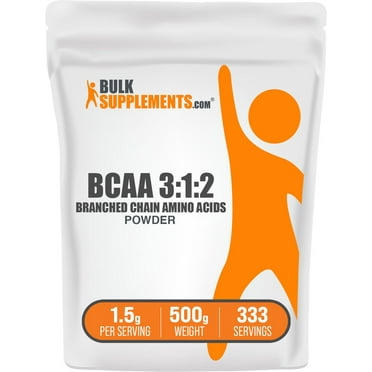 BulkSupplements BCAA 3:1:2 (Branched Chain Amino Acids) Powder - 1.5g per Serving - 500 Grams (1.1 lbs) - 333 Servings