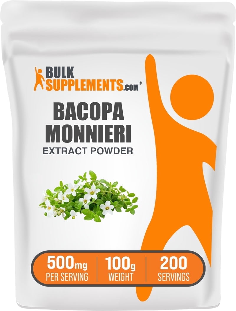 BulkSupplements.com, Bacopa Extract Powder, 500mg per Serving, 100g ...
