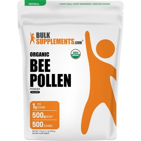 BulkSupplements Organic Bee Pollen Powder - 1g per Serving - 500 Grams (1.1 lbs)