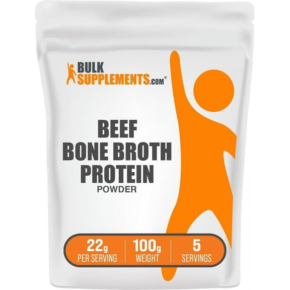 BulkSupplements Beef Bone Broth Protein Powder - Dairy Free & Lactose Free Protein Powder - Unflavored, 22g per Serving, 100g (3.5 oz)