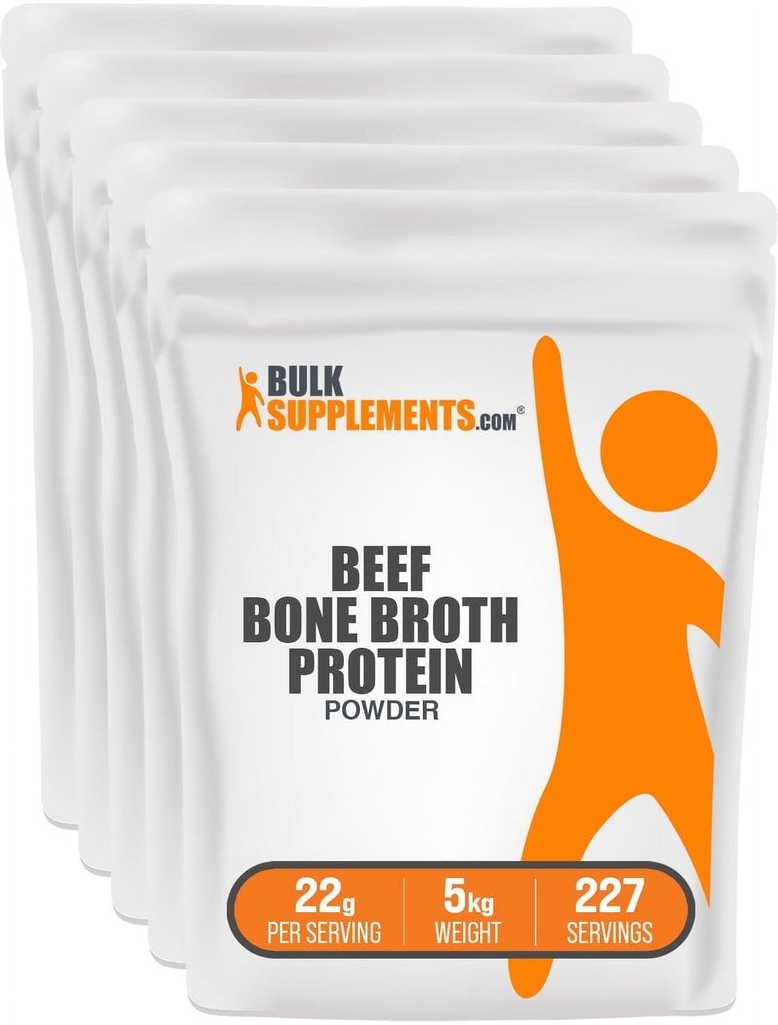 BulkSupplements Beef Bone Broth Protein Powder - Dairy Free & Lactose Free Protein Powder - Unflavored, 22g per Serving, 5kg (11 lbs)