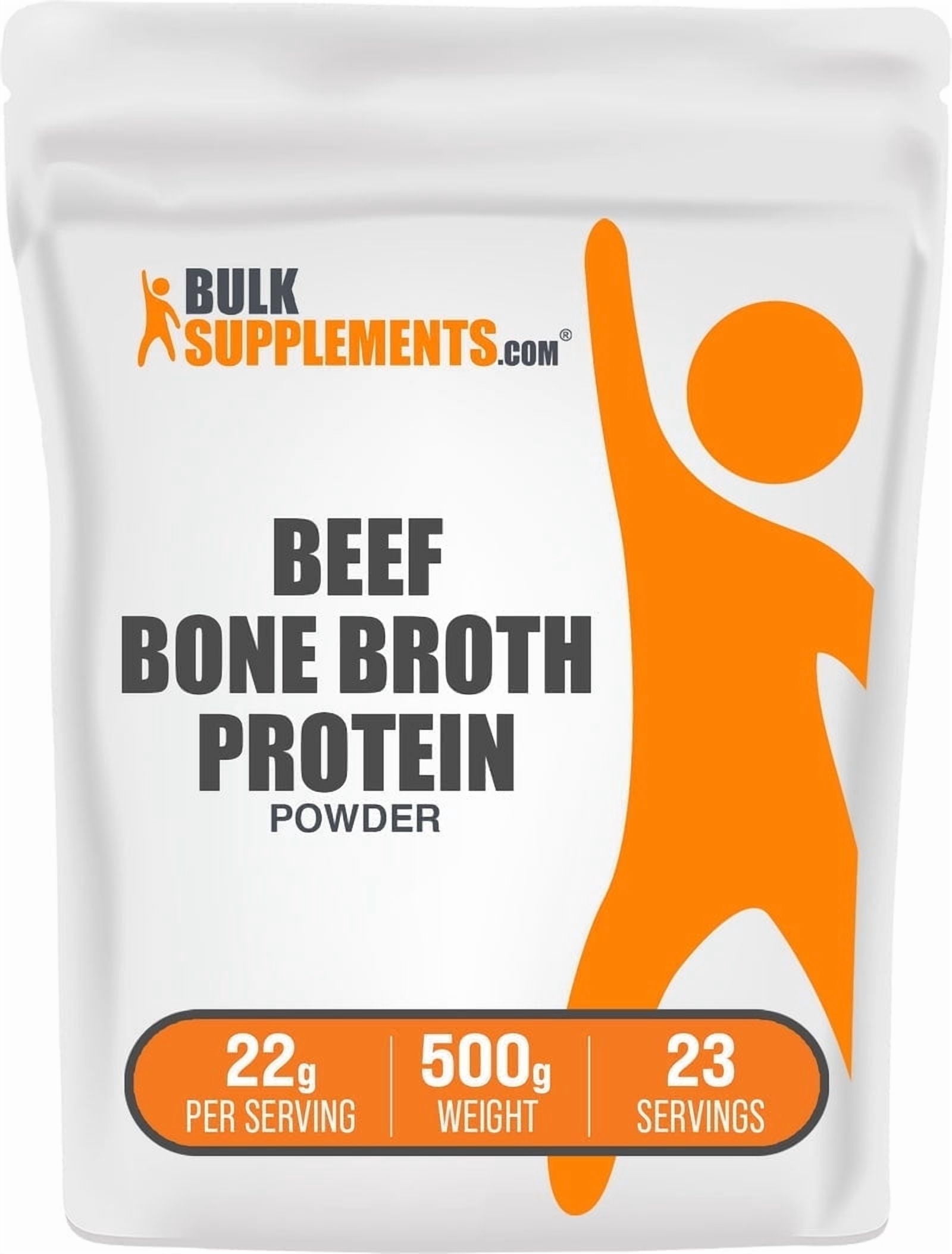 BulkSupplements Beef Bone Broth Protein Powder - Dairy Free & Lactose Free Protein Powder - Unflavored, 22g per Serving, 500g (1.1 lbs)