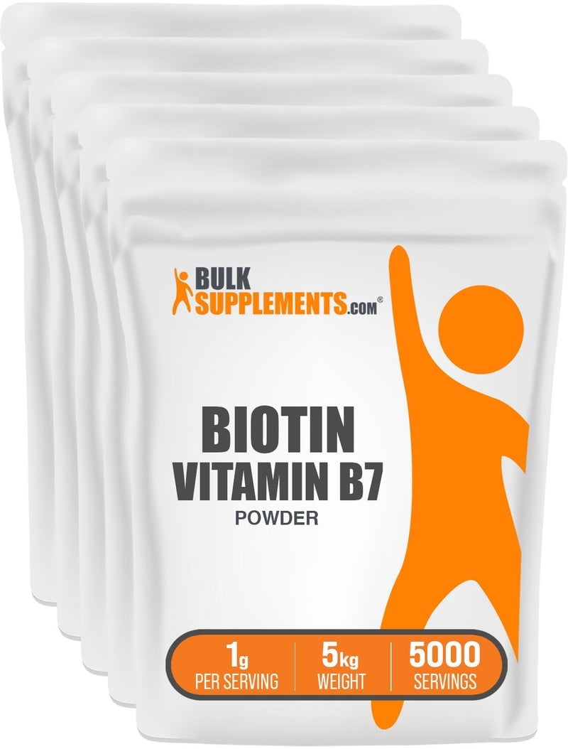BulkSupplements Biotin Powder - Vitamin B7, 10mg per Serving - 5 Kilograms (11 lbs) - 500000 Servings