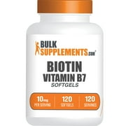 BulkSupplements Biotin Softgels - Vitamin B7, Metabolism, 10 mg, 365 Softgels