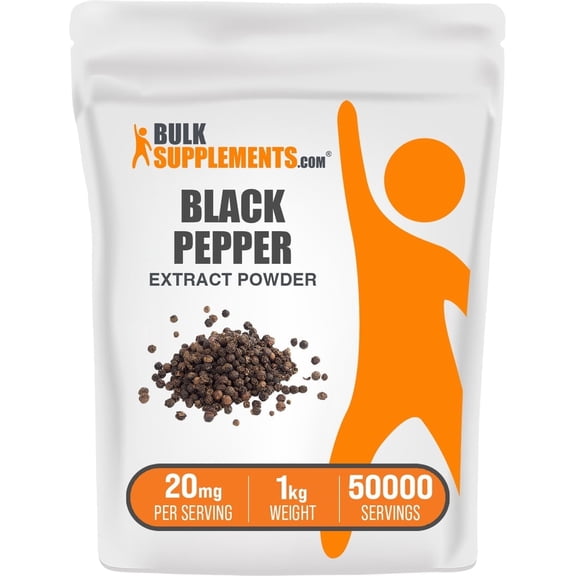 BulkSupplements Black Pepper Extract Powder - 20mg per Serving - 1 Kilogram (2.2 lbs) - 50000 Servings