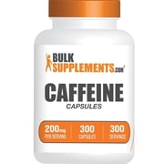 BulkSupplements Caffeine Capsules -Gluten Free, 200mg per Serving 300 Capsules - 300 Servings