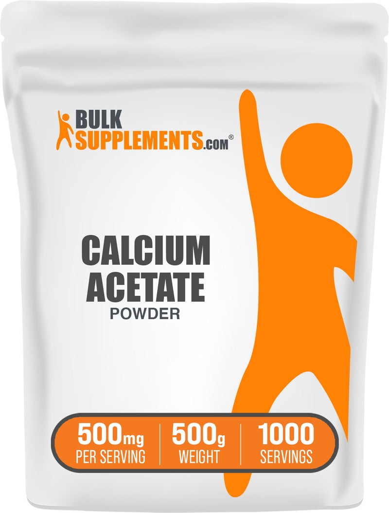 BulkSupplements Calcium Acetate Powder - 500mg per Serving - 500 Grams (1.1 lbs) - 1000 Servings