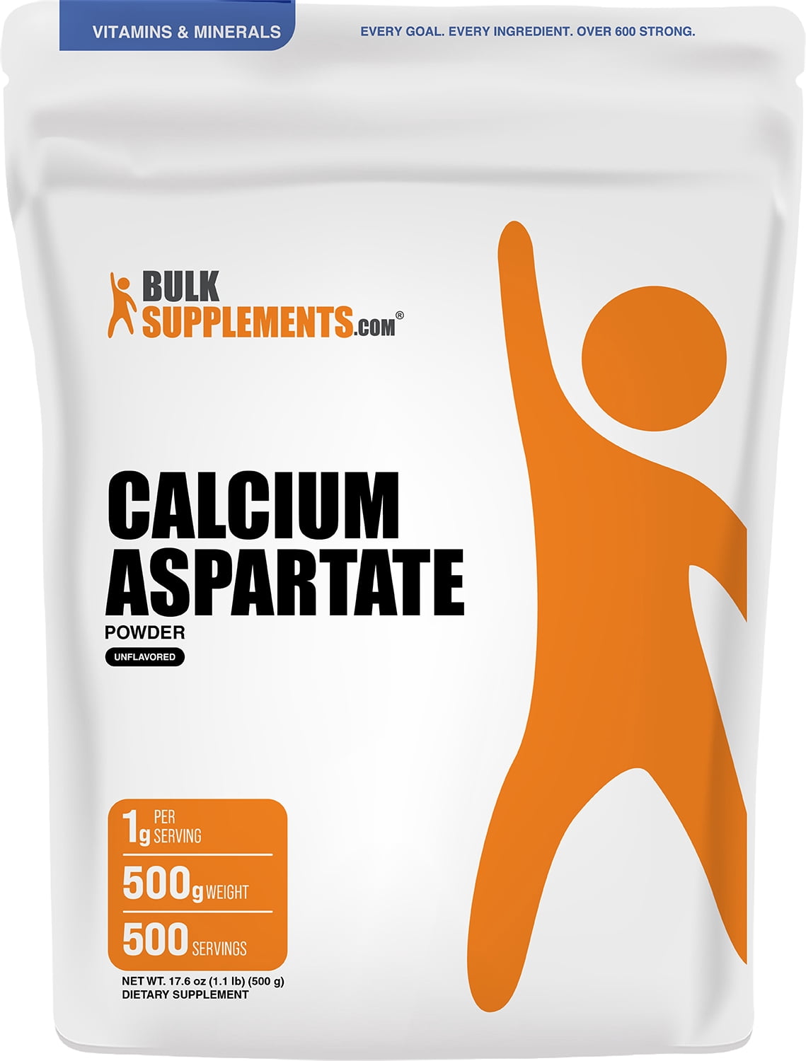 BulkSupplements Calcium Aspartate Powder - 500 Grams (1.1 lbs)